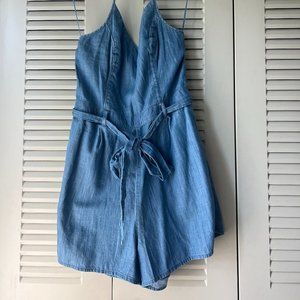 Halter Neck Denim Effect Romper